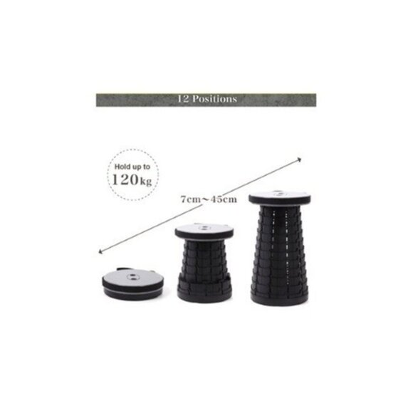 Mini Max Portable Collapsible Telescoping Stool with Carrying Strap, Grey/Black - Picture 12 of 15